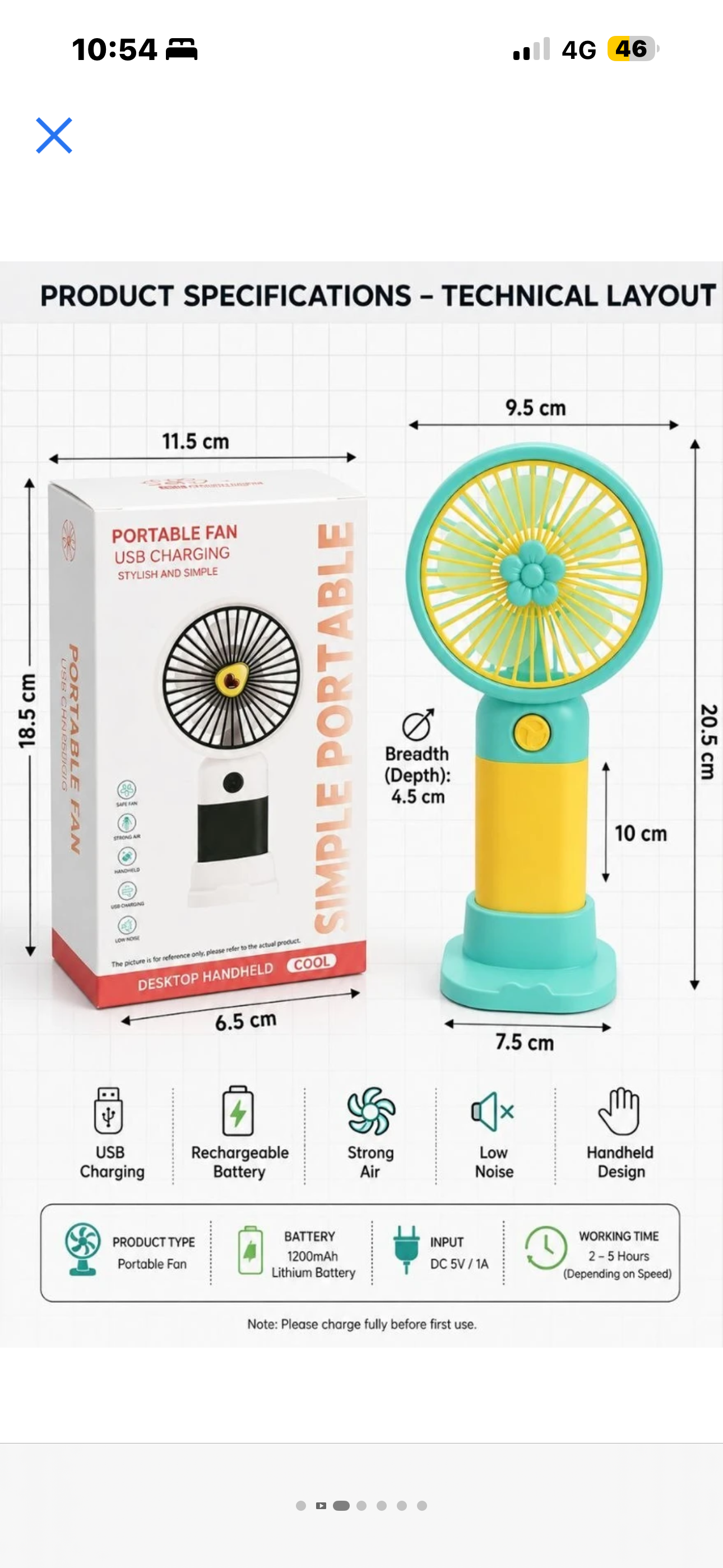 USB Rechargeable Pocket Fan Mini Portable Cooling Fan Random Colour Anti Dust 90mm Table Fan Multicolour Pack of 1